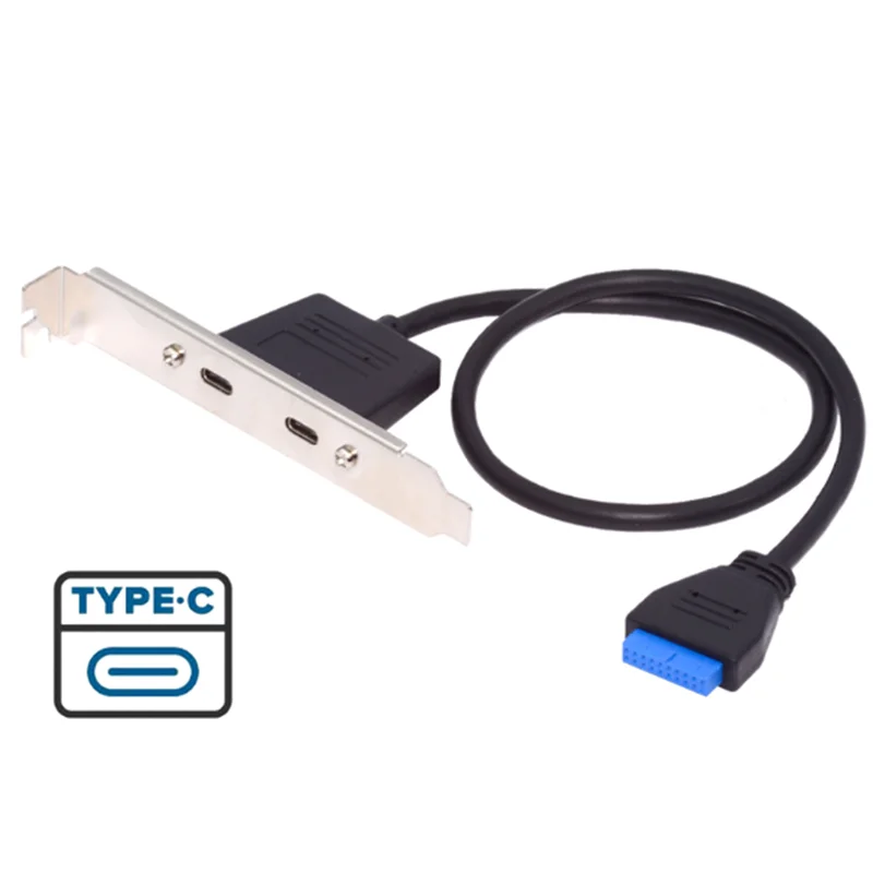 Ranura para tarjeta PCI frontal de 50cm, puerto de expansión USB 3,1, 20 pines hembra a doble TYPE-C, Cable de datos hembra con bisel en el chasis del ordenador, nuevo - imagen 4
