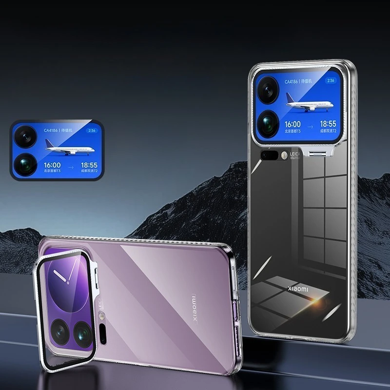 Funda de PC acrílica transparente para Xiaomi 17 Pro Max 17pro soporte de lente de Metal cubierta protectora de soporte de cámara para Xiaomi Mi17 15 Pro