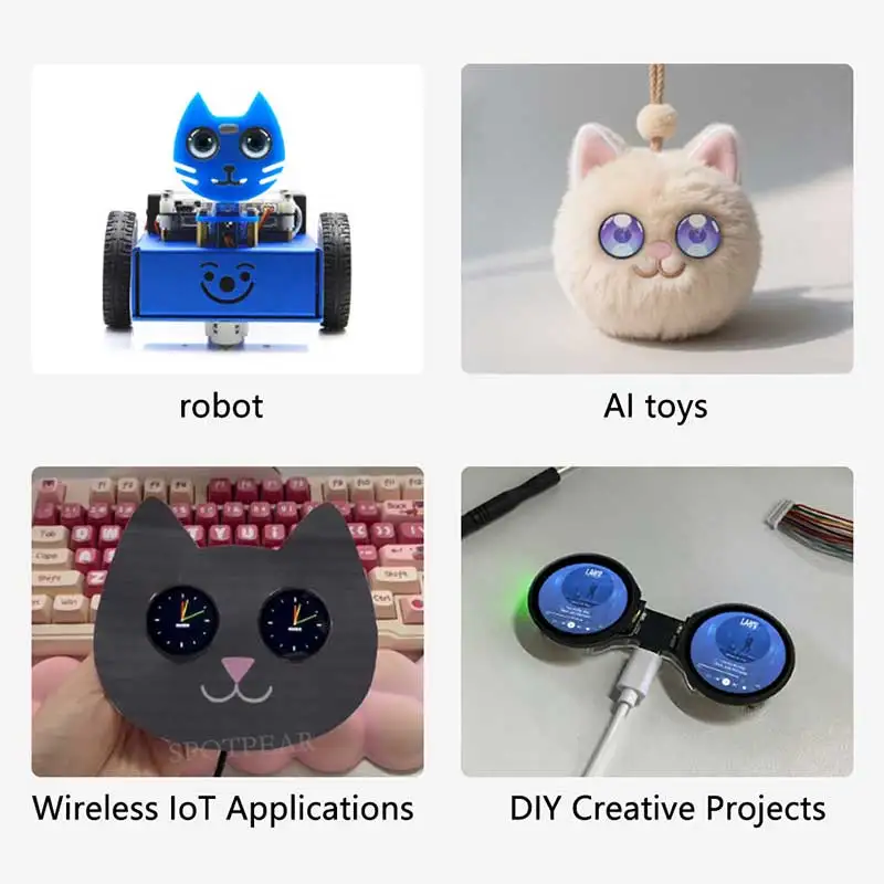 ESP32-S3 AI desarrollo ocular electrónico Doard DualEye TouchEye para Xiaozhi pantalla LCD de 1,28 pulgadas pantalla redonda N16R8 Robot de muñeca de juguete - imagen 2