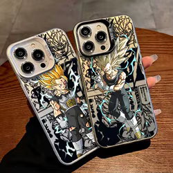 D-Dragon Ball Anime Vegeta Art para iPhone 17 16 15 14 13 12 11 Air Pro Max Plus Mini funda de teléfono plateada colorida