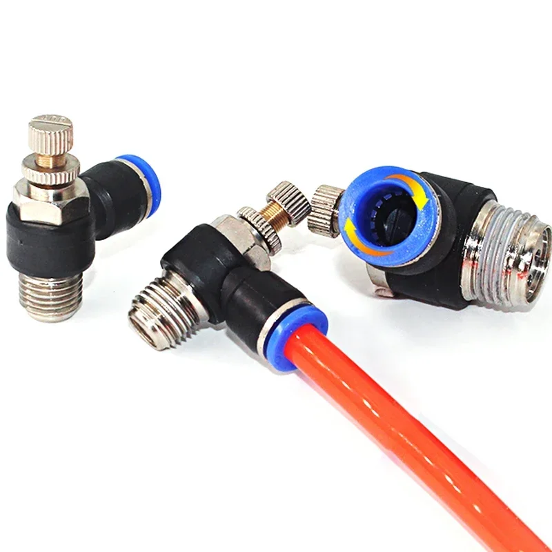 1 Uds SL 4 6 8 10 12mm conexión rápida conector neumático M5 "1/8" 1/4 "3/8" 1/2 válvula reguladora de velocidad del aire válvula de acelerador - imagen 5
