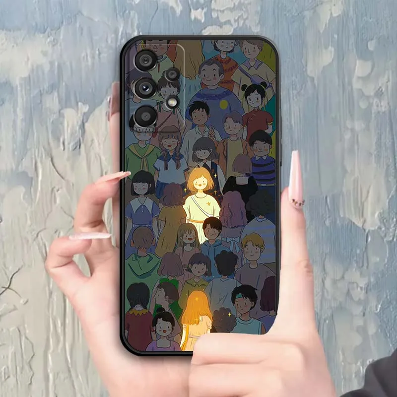 Funda de teléfono con diseño de chica granada y zorro para Samsung A73 A72 A71 A55 A54 A53 A52 A51 A13 A22 A16 A15 A05s A14 A05 A06 5G negro - imagen 5