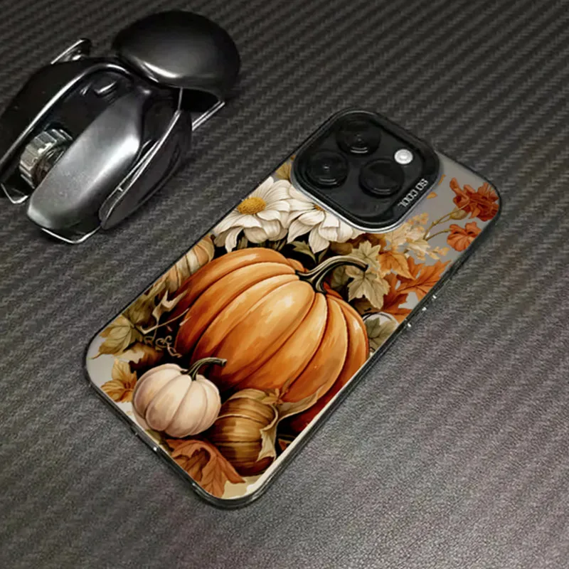 Funda de teléfono con hojas de calabaza para iPhone 17 16 15 14 13 12 11 Pro Max 16E 8 7 Plus X XS XR 17 Air SE2, cubierta a prueba de golpes, otoño y otoño - imagen 2