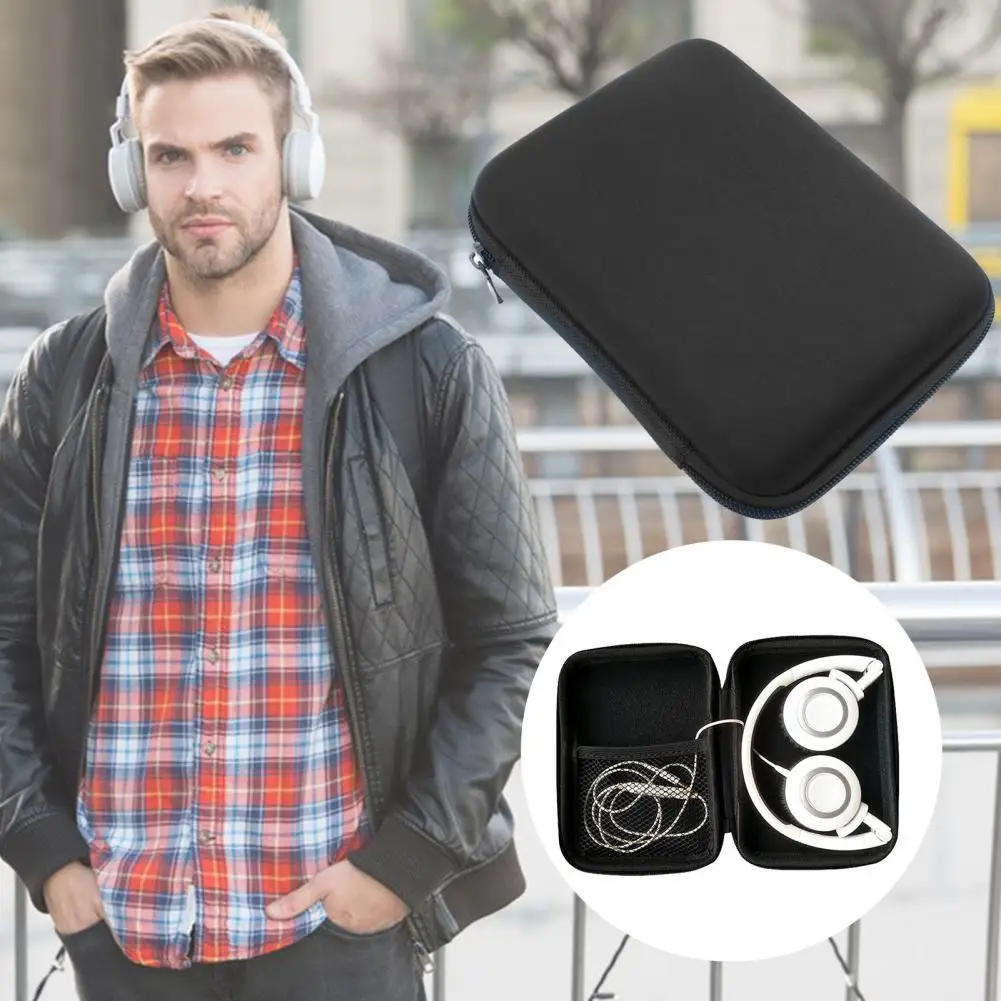 Estuche de almacenamiento útil de forma cuadrada, bolsa de almacenamiento de accesorios de auriculares negra duradera, resistente a impactos - imagen 5