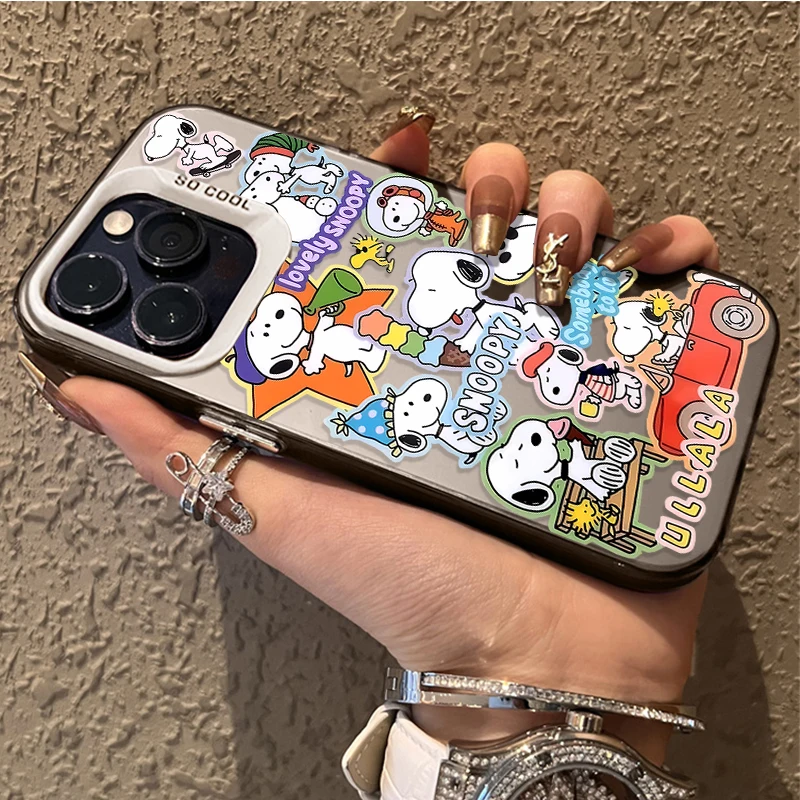 Preciosa funda de teléfono chapada S-Snoopy a la moda para iPhone 17 Air 16 15 11 12 14 13 Pro Max XS X XR Plus 8 7 SE 2020 cubierta a prueba de golpes - imagen 3