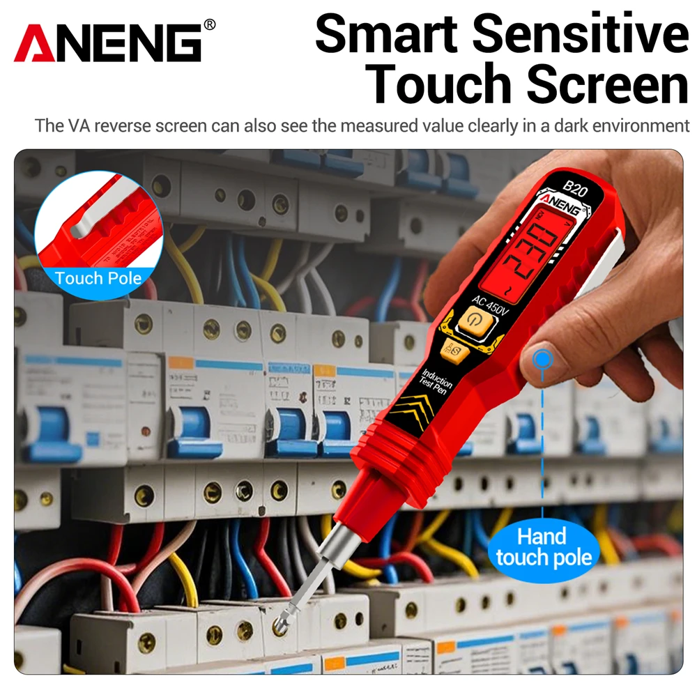 ANENG-destornillador de voltaje CA de 11V ~ 450V, probador eléctrico inteligente B20, pluma medidora cruzada ranurada de doble uso con detección inteligente