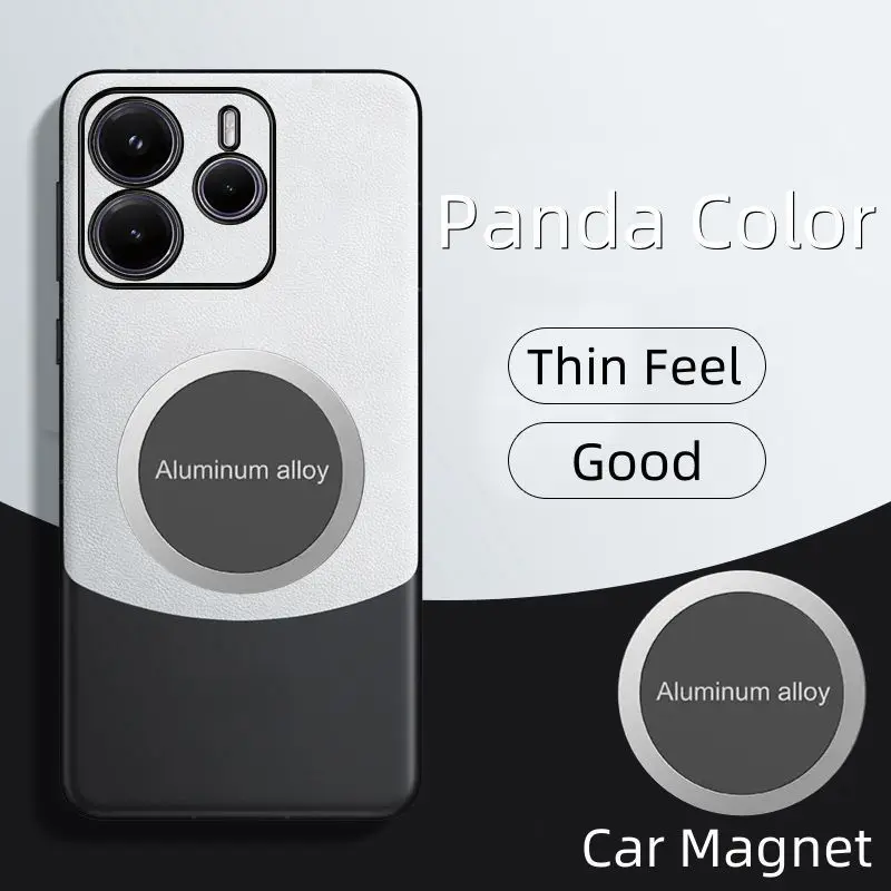 Para Xiaomi Redmi Note 14 funda de lujo de piel sintética con funda trasera protectora magnética para Redmi Note 14 Pro Plus shell