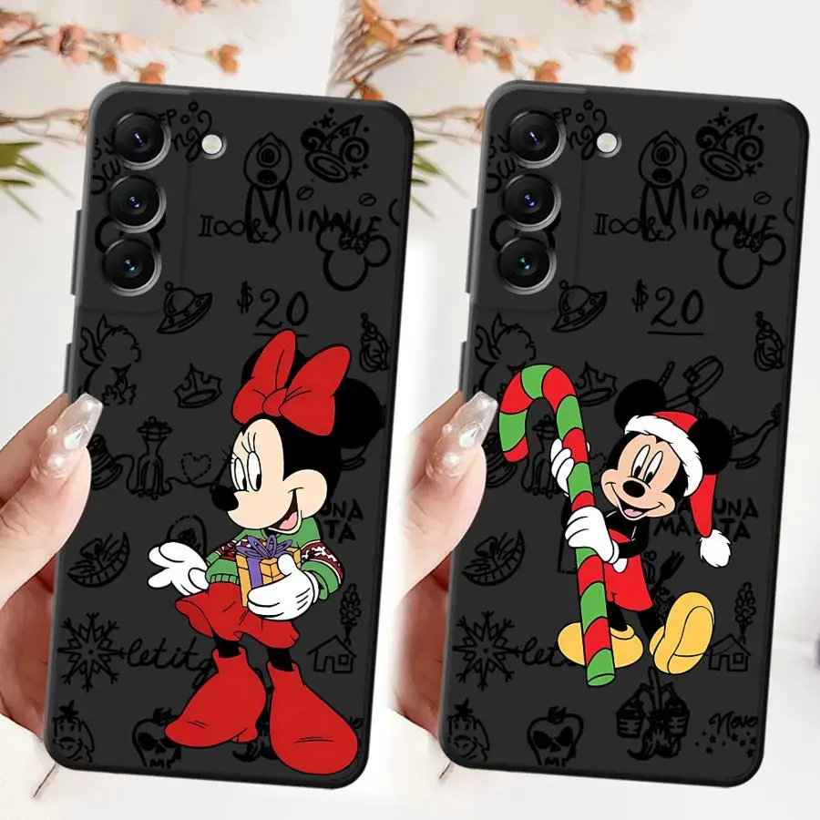 Funda de teléfono suave negra para Samsung Galaxy A25 A71 A32 A26 A72 A35 A51 A73 A22 A52 A23 A53 A36 A41 A24 A55 Mickey Minnie