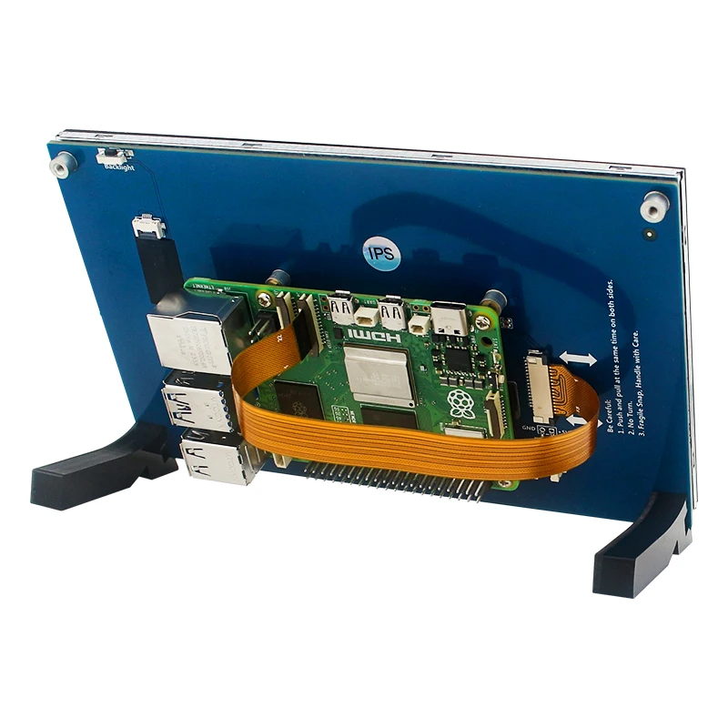 Pantalla táctil DSI IPS de 7/5 pulgadas para pantalla táctil capacitiva RPi 5, Monitor LCD de 800x480 con soporte para Raspberry Pi 5 4B 3B + 3B - imagen 4