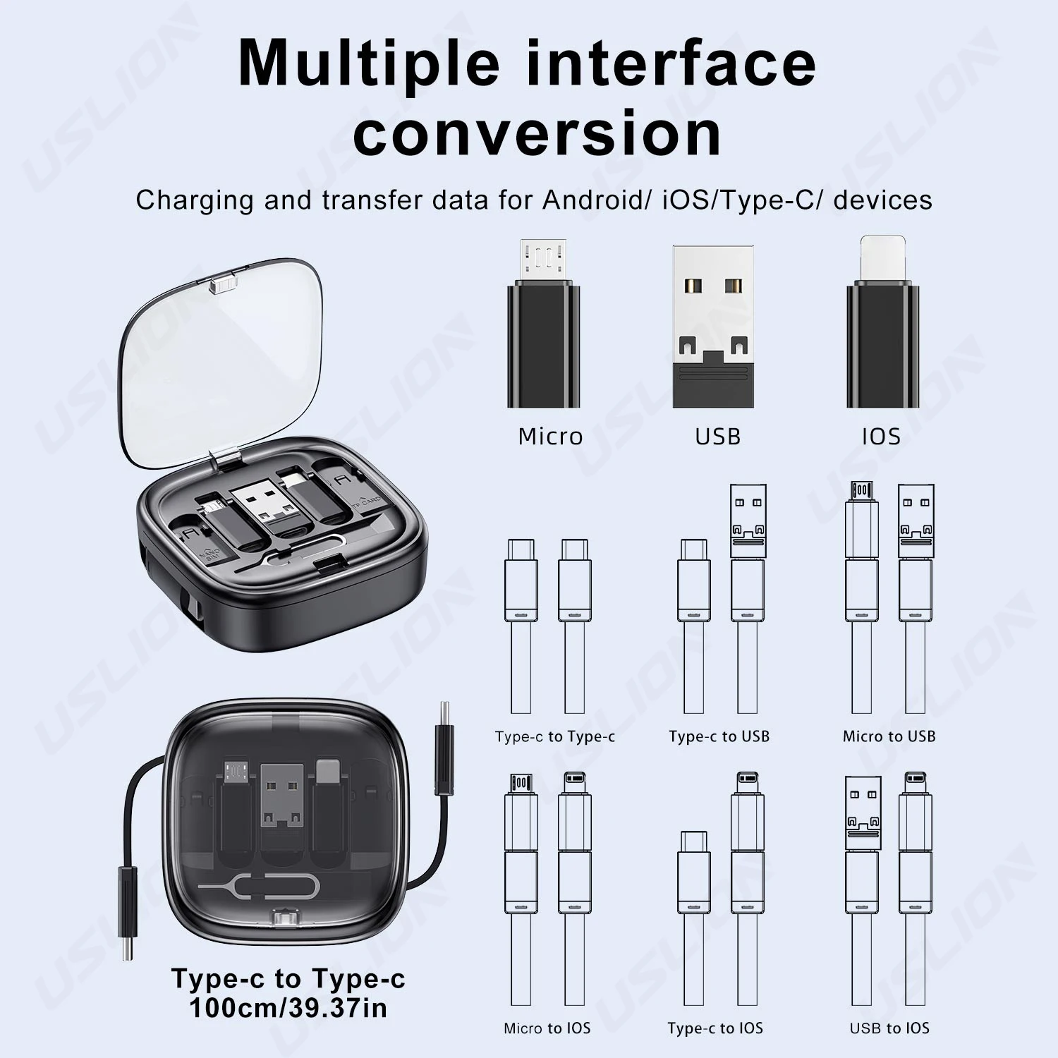 Cable de carga súper rápido multifuncional de 60W para iPhone, Samsung, Xiaomi, Micro USB tipo C, Cable de cargador retráctil - imagen 4