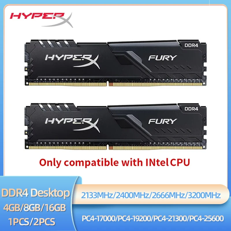 HyperX Fury Memoria DDR4 8GB 16GB 4GB RAM 3200 2666 2400 2133MHz RAM de escritorio 1,2 V DIMM PC-21300 PC-25600 - imagen 2