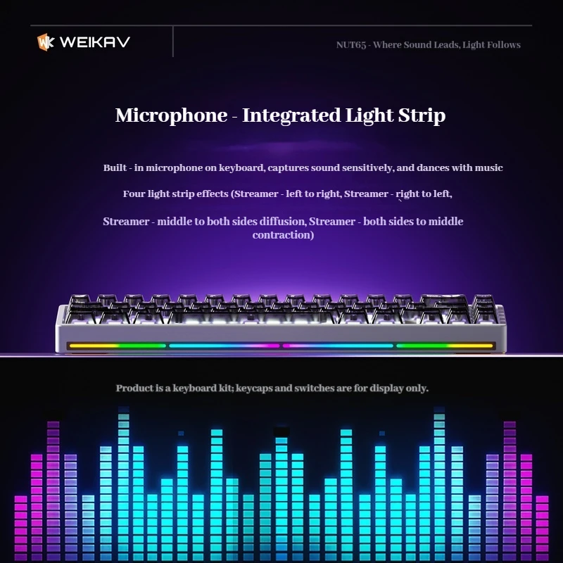 Weikav Nut65 Teclado Mecánico Transparente Inalámbrico Bluetooth Con Cable Aluminio Tuotuo Notebook Juegos Y Esports Dedicado - imagen 4