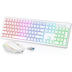 Combo Teclado y Ratón Inalámbricos USB Retroiluminado Silencioso
