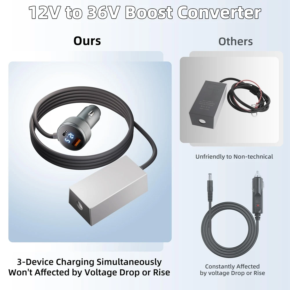 Para Starlink Mini 12V-36V adaptador de coche con convertidor elevador USB C 3 en 1 Cable de alimentación Boost encendedor de cigarrillos para barco RV - imagen 4