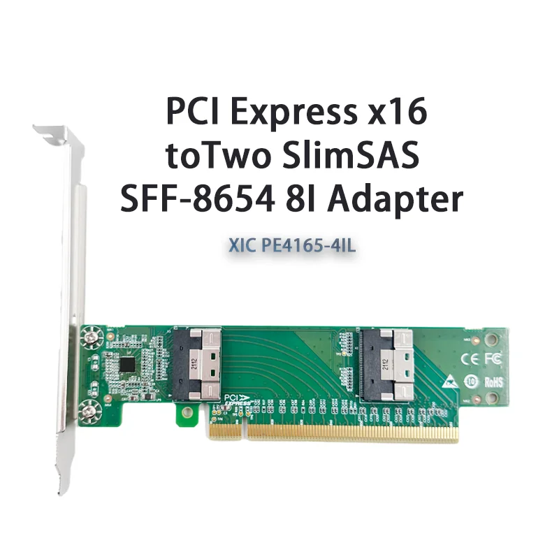 Adaptador shinreal XIC PE4165-4IL PCI Express x16 A Two SlimSAS SFF-8654 8i
