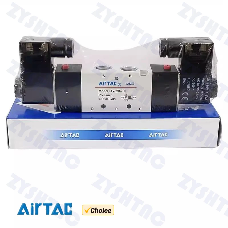 Válvula Solenoide AIRTAC 4v220-08 válvula de aire AC220V válvula de inversión de doble bobina de dos posiciones y cinco vías DC24V AC110V DC12 control dual