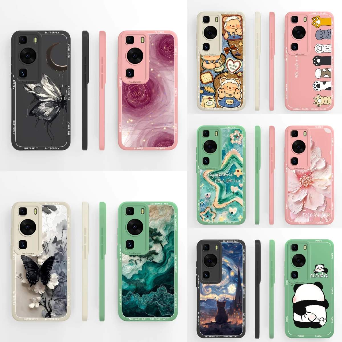 Para Huawei P60 Pro Art Case mariposa Rosa suave cubierta de silicona líquida para Huawei P 60 Art P60Pro parachoques protector anticaída