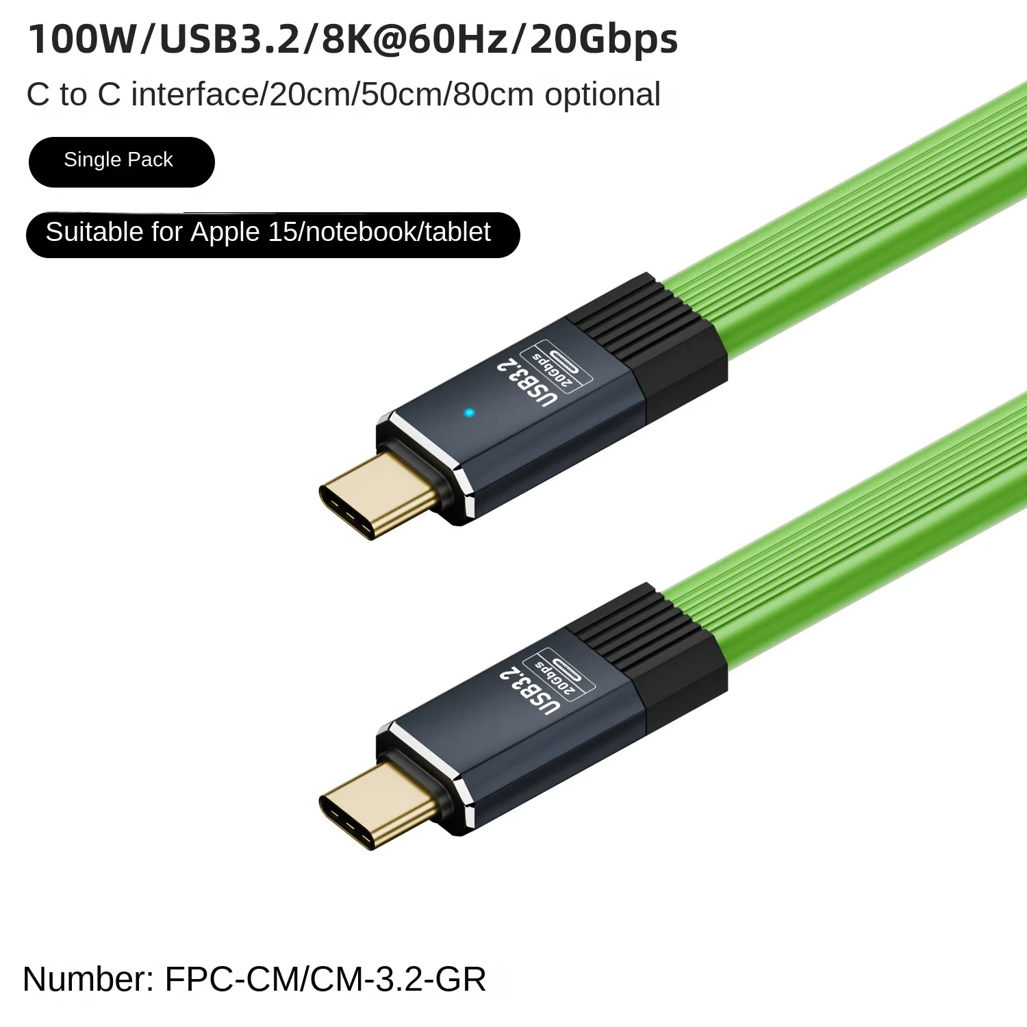 Cable portátil USB 3,2 FPC C a C PD100W carga rápida 8K fundición de pantalla tipo C Cable de datos con todas las funciones para Iphone 15 Samsung - imagen 4