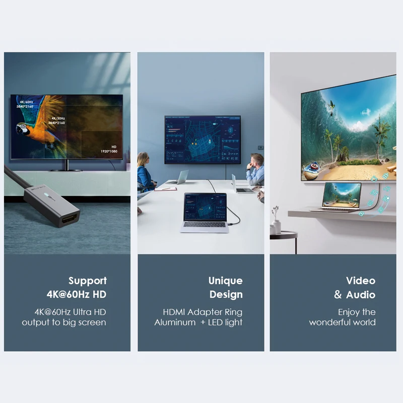 CABLETIME Mini DisplayPort a HDMI Adaptador 4K 60HZ Mini DP a HDMI LED Convertidor para MacBook Air 13 Surface Pro 4 Thunderbolt - imagen 3