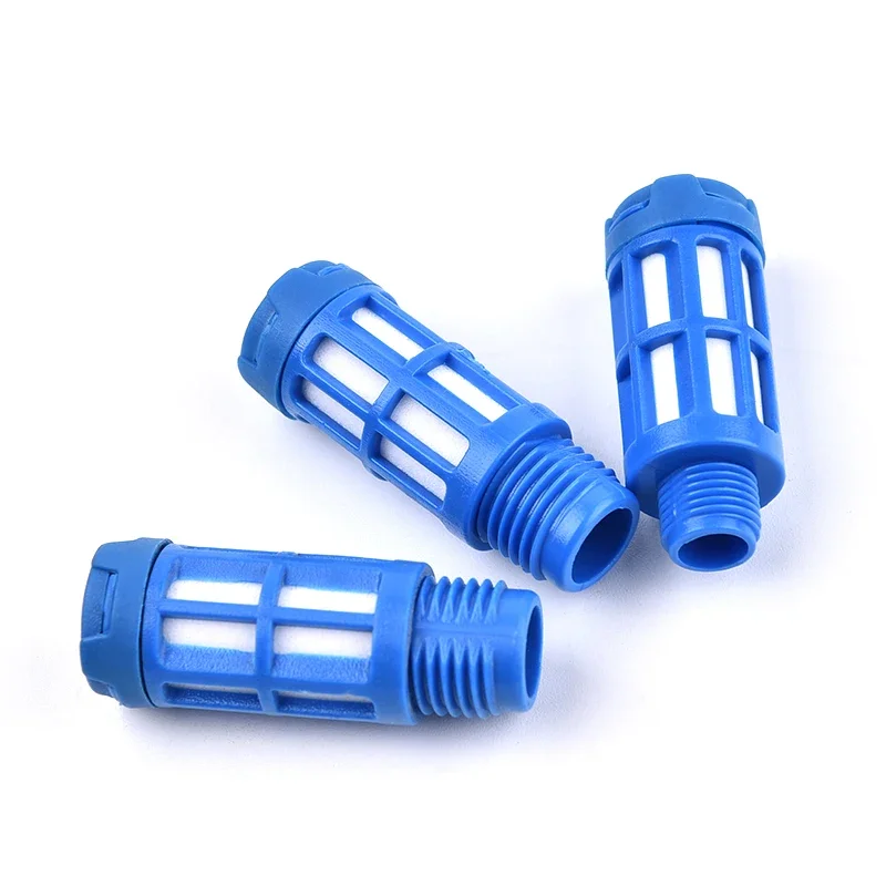Componentes neumáticos 1/8 1/4 3/8 1/2 3/4 BSP silenciador de plástico de rosca macho silenciador de escape rápido de aire neumático negro azul - imagen 5