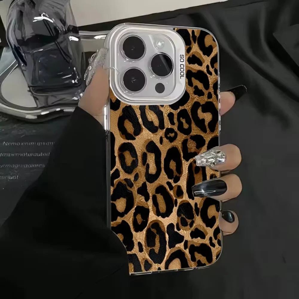Funda de teléfono de leopardo marrón para iPhone 13 11 16 Pro Max 15 14 12 16promax 15promax 14promax Funda suave IMD Mate a prueba de golpes - imagen 2