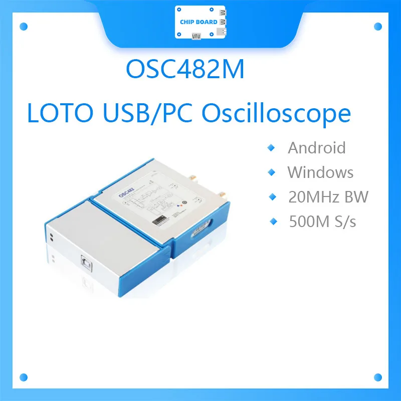 Osciloscopio LOTO USB/PC OSC482M (Android + Windows), frecuencia de muestreo de 50 MS/s, ancho de banda de 20MHz, para automóviles, estudiantes, ingenieros