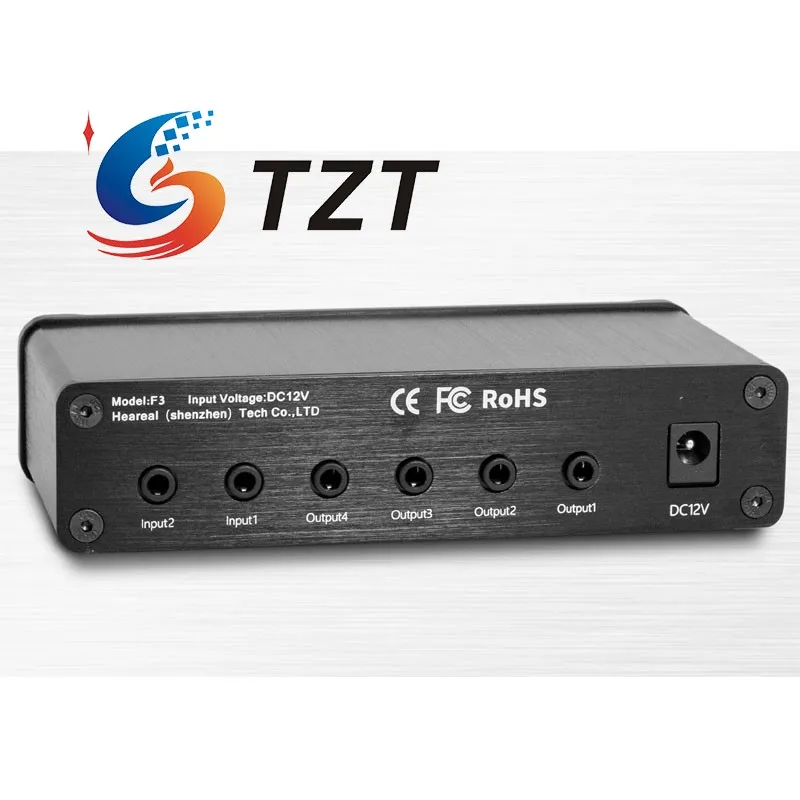 TZT Heareal F3 Divisor de señal de audio 2 entradas 4 salidas Mezclador de audio estéreo de baja distorsión DC12V - imagen 2