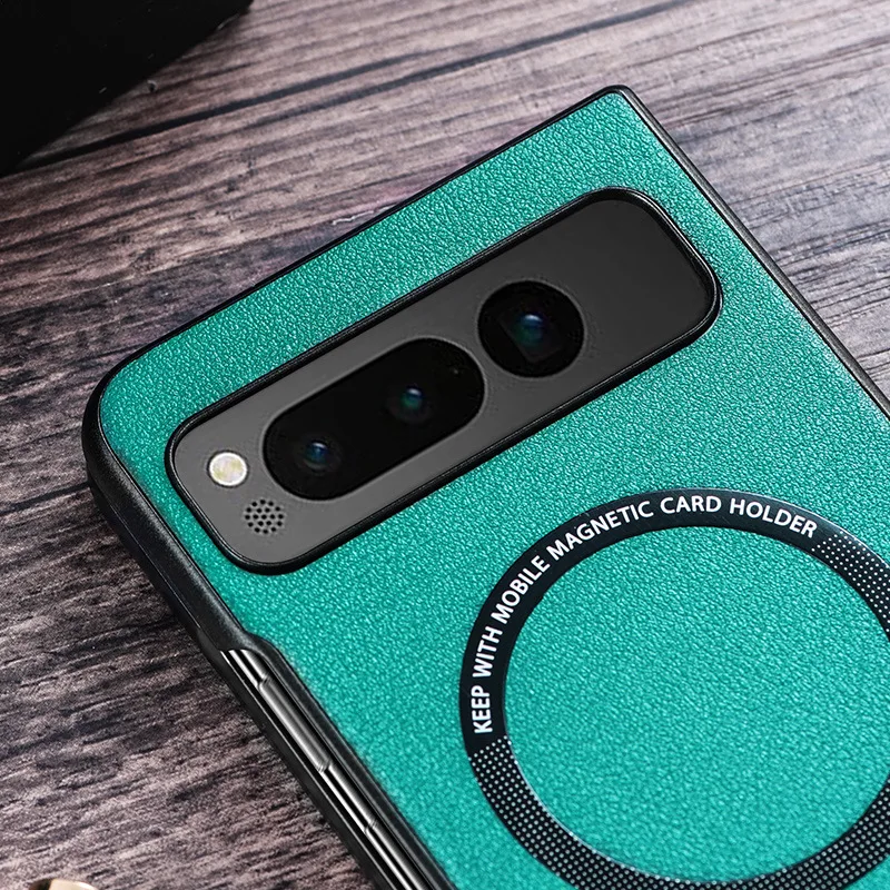 Funda plegable magnética de cuero PU para cámara de carga inalámbrica, funda protectora para Google Pixel 9 Pro, Magsafe, 2 Fold2 - imagen 2