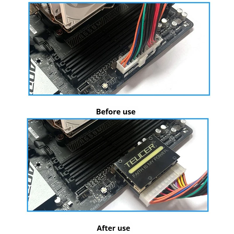 Adaptador de placa base TEUCER 24PIN ATX 90 °   Cabezal de conversión 5V 3PIN RGB sincronización de iluminación adaptador de corriente de placa base de PC - imagen 5