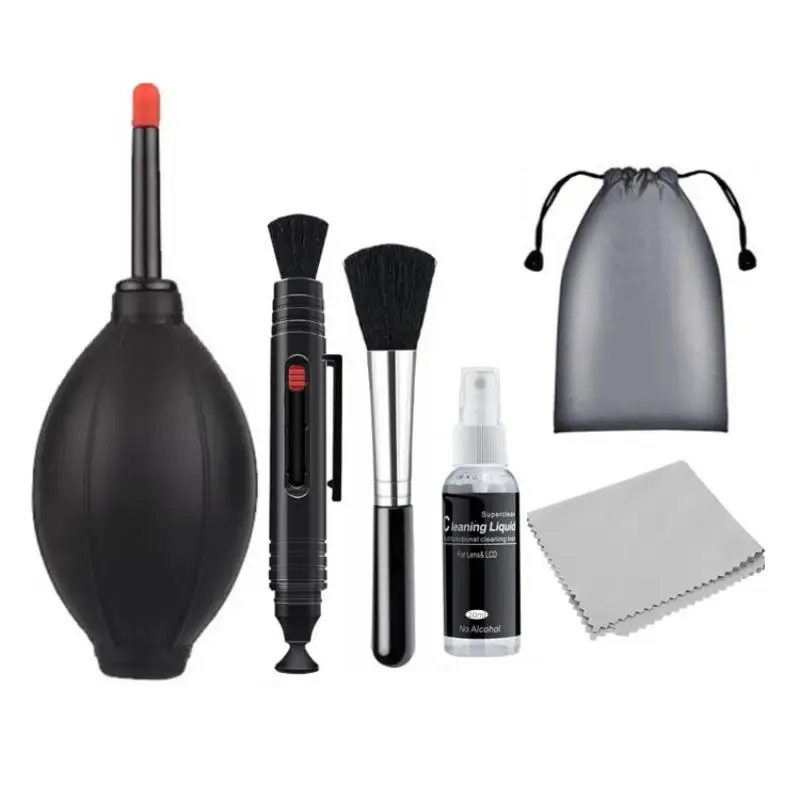 Juego de limpieza de cámara Digital sin espejo 5 en 1, pantalla de ordenador portátil, teclado, soplado de aire, adecuado para juego de limpieza de paño de lente de cámara