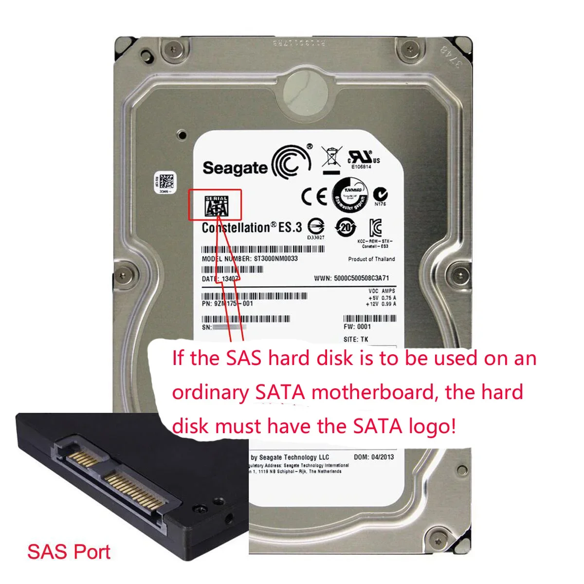 Tarjeta adaptadora convertidora SAS SFF-8482 de 22 pines a SATA de 7 pines + 15 pines para placa base de unidad de disco duro SAS Compatible con SATA - imagen 3