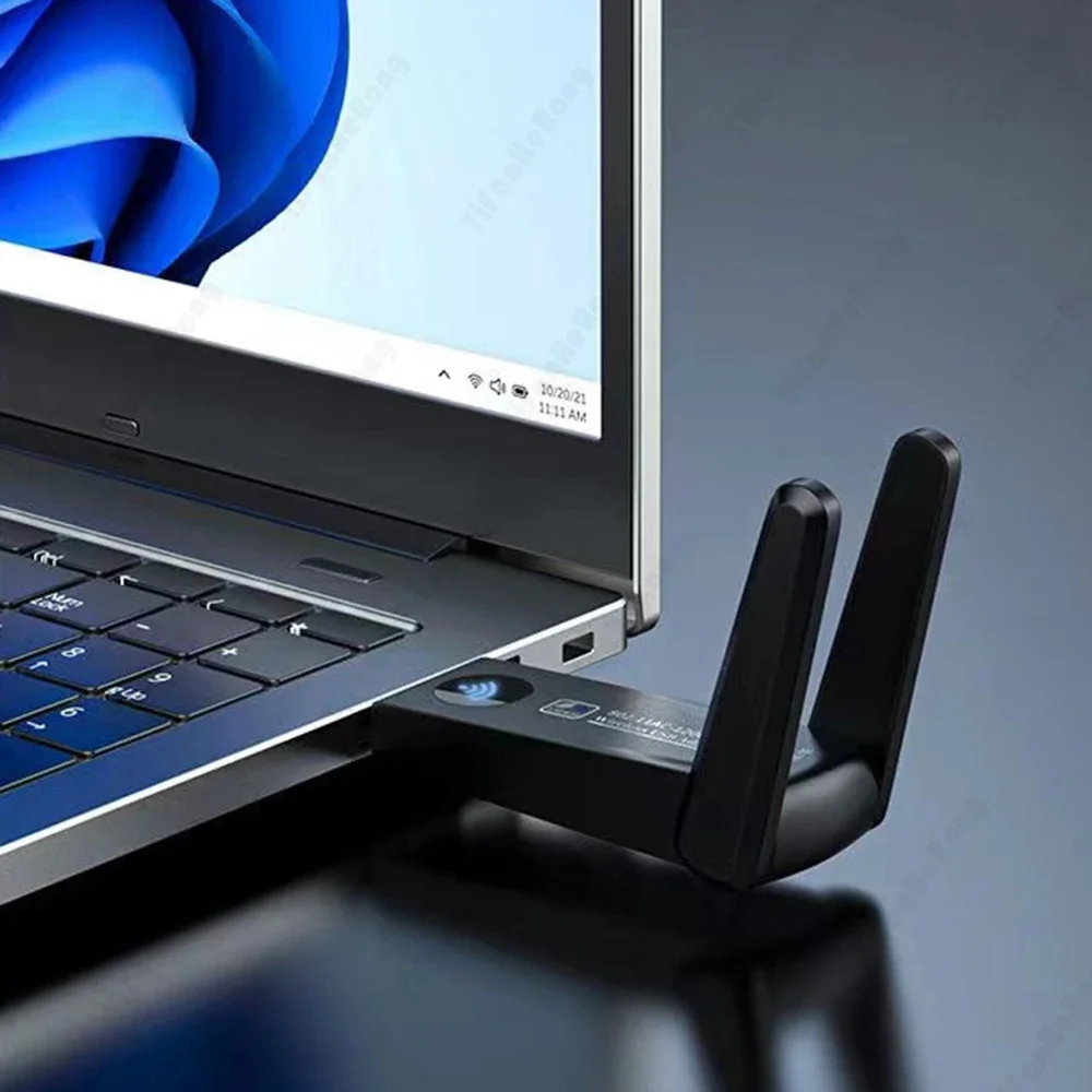 Dongle WiFi controlador gratuito 3,0 adaptador WiFi USB 1300Mbps adaptador de red inalámbrica banda Dual 2,4 GHz 5GHz para Windows - imagen 2