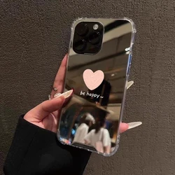 Funda con espejo y corazón para iPhone 11-16, XS, XR, 7, 8 y SE