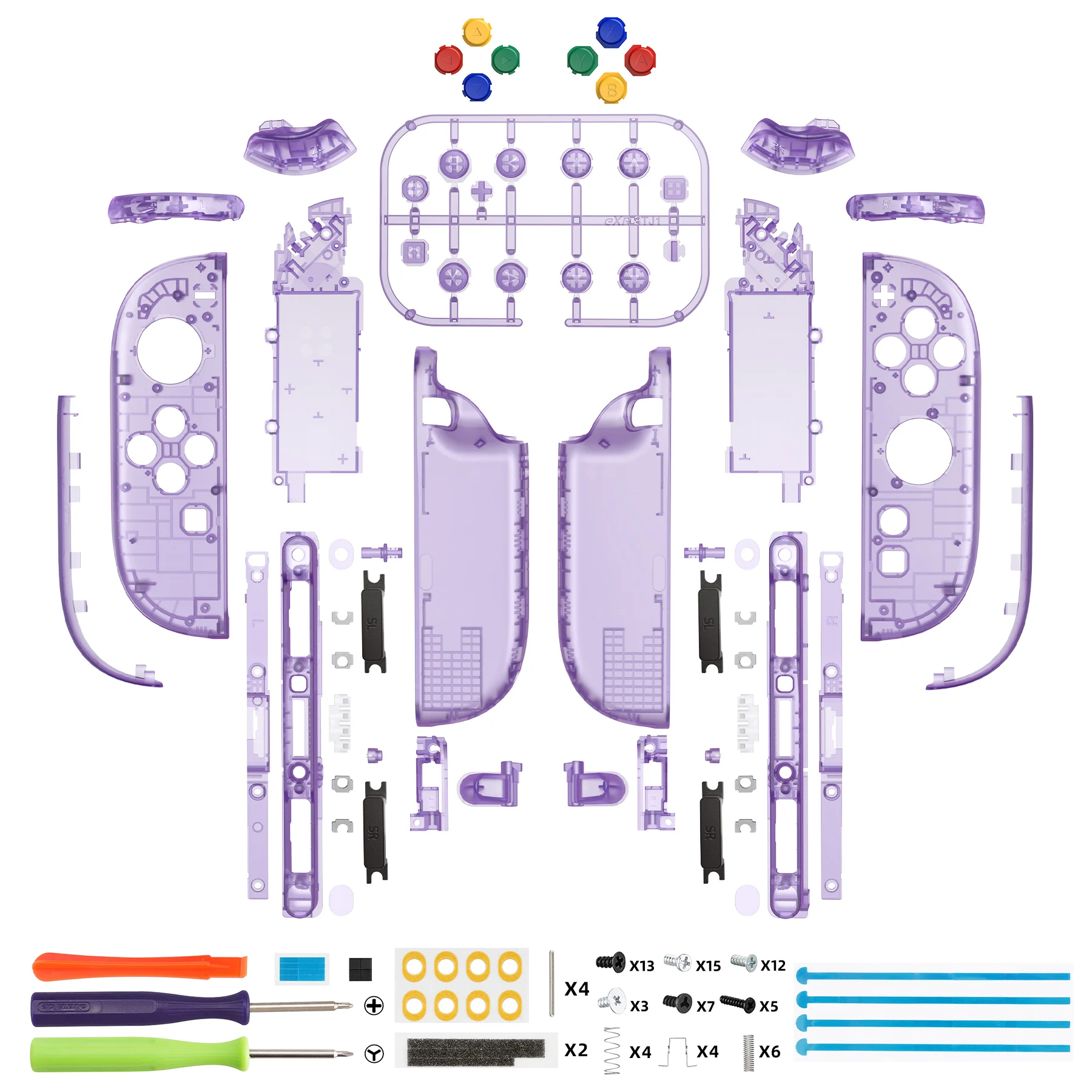 eXtremeRate Botones de carcasa de repuesto DIY para Joycon 2, tiras decorativas, soporte medio y herramientas para Nintendo Switch 2 - imagen 2
