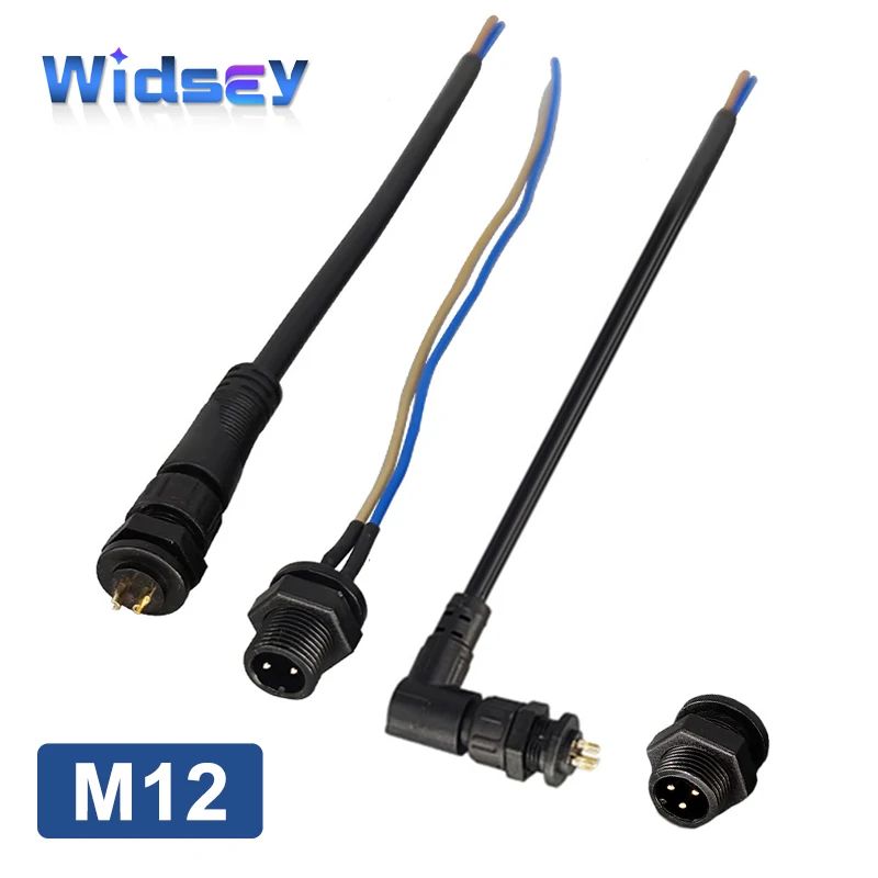 Panel M12 enchufe impermeable 2 3 4 5 pines conectores de aviación Industrial 0,5/0,75/1,0 cuadrado macho hembra acoplamiento rápido IP68