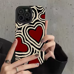 Funda de teléfono con corazones de amor románticos a la moda para iPhone 13, 16, 14, 15 Pro Max Plus 11, 12 Mini 17, funda trasera de rayas de silicona suave de aire