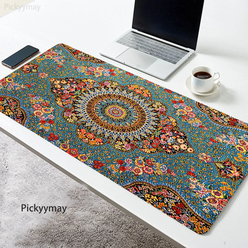 Alfombrilla de ratón con diseño persa, alfombrilla de ratón de estilo étnico, accesorios de Gaming para teclado de Pc, alfombrilla de escritorio de oficina con borde de bloqueo - imagen 5