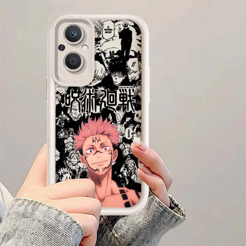 Jujutsu Kaisen Yuji Sukuna funda de moda para OPPO Reno10 Reno8 Reno7 Reno6 Reno5 T Z Lite Pro Plus 5G funda de teléfono con escalera ocular - imagen 2