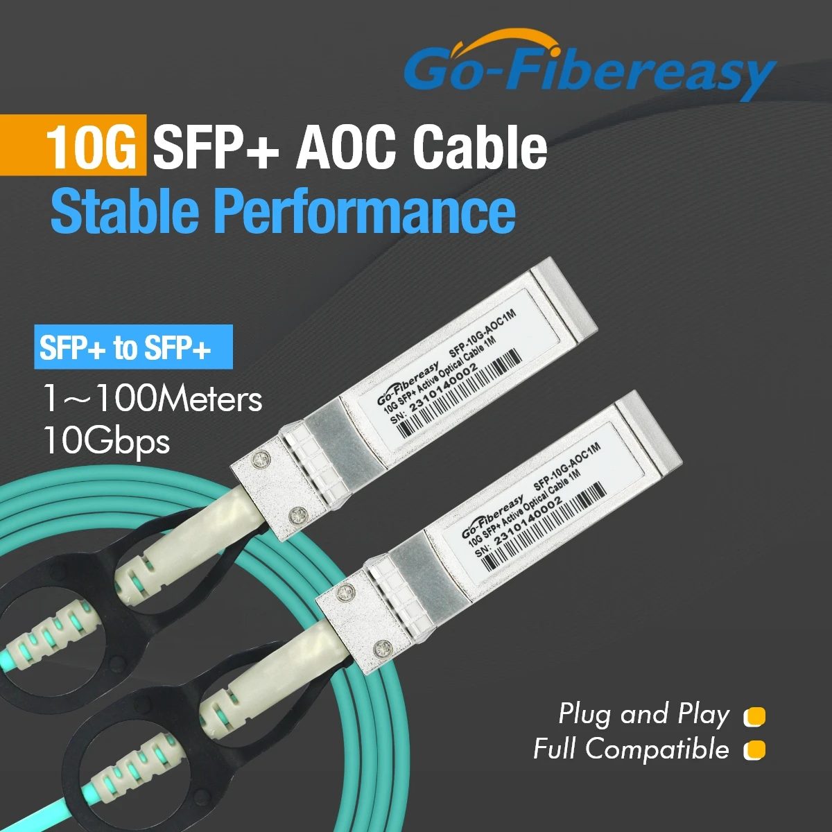 Cable SFP 10Gb AOC 1m,2m ~ 100m SFP+ a SFP+ Cables ópticos activos para MikroTik, Ubiquiti, Dell, Netgear, HW....Interruptor/Equipo de fibra