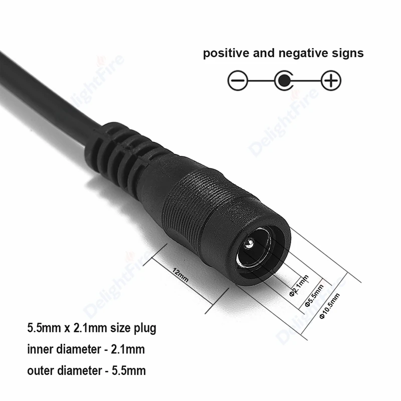 Cable divisor de corriente CC de 1 a 2/3/4/5/8 vías, conector Jack de 5,5mm y 2,1mm, Cable conector adaptador de corriente de 5V y 12V para tira de luces LED, cámara CCTV - imagen 4