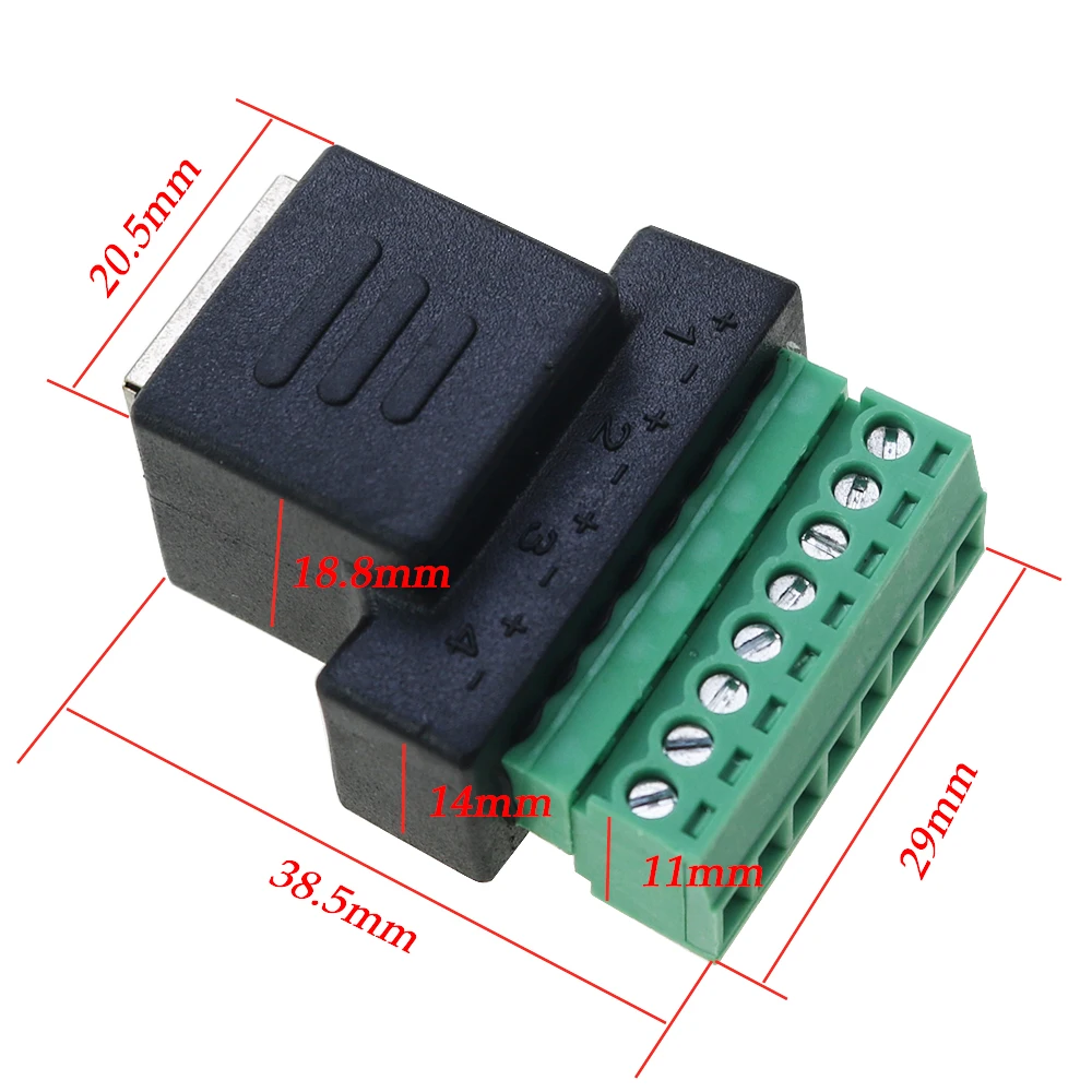 Bloque de terminales de tornillo RJ45 a 8 p, conector Ethernet RJ45 macho hembra a 8 pines, Cable adaptador de red para CCTV DVR - imagen 3