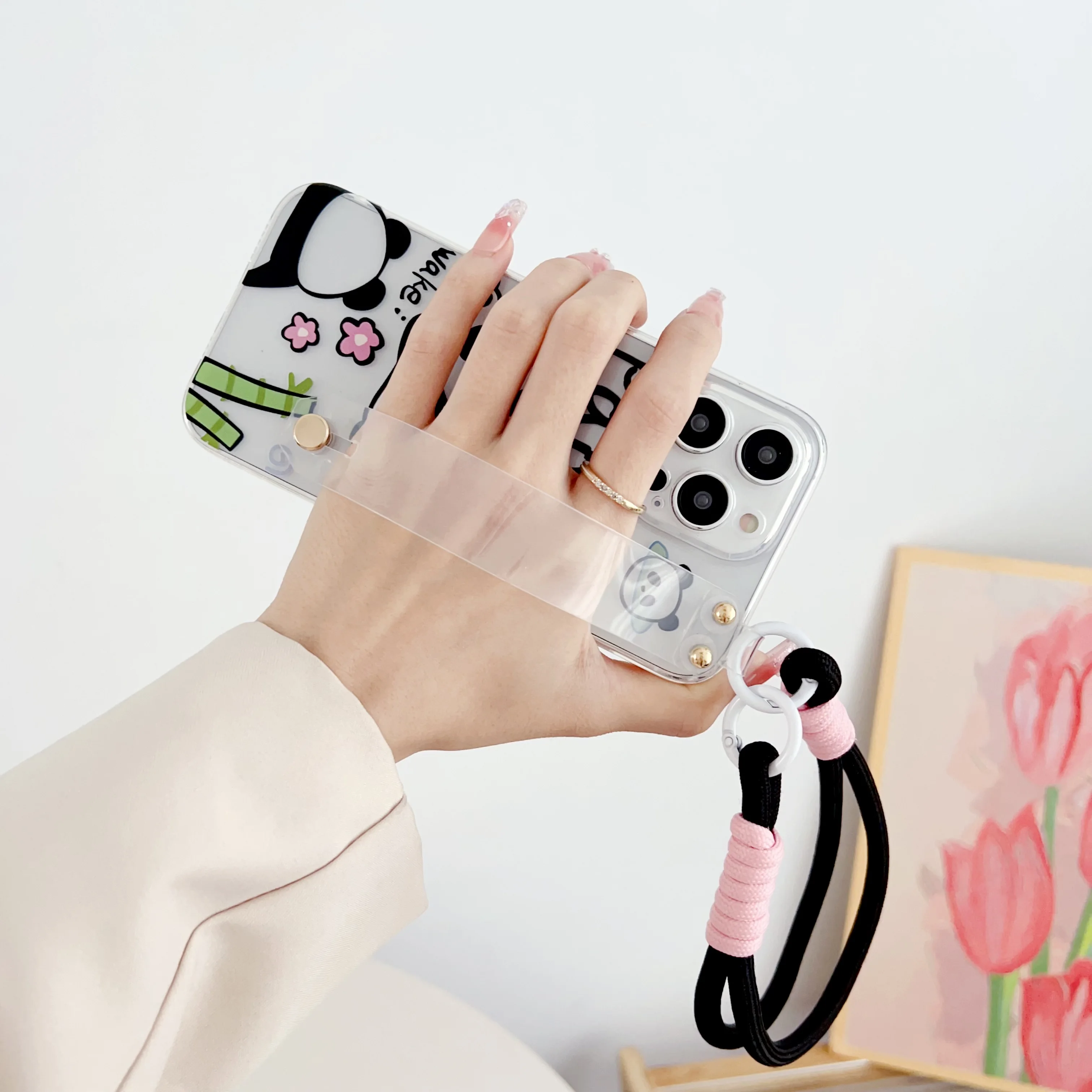 Para Xiaomi 10 11 12 13 Pro T lite Ultra Poco F3 F4 X3 M3 X4 X5 M4 C40 C50 M5 funda de Panda tumbada correa de muñeca - imagen 5