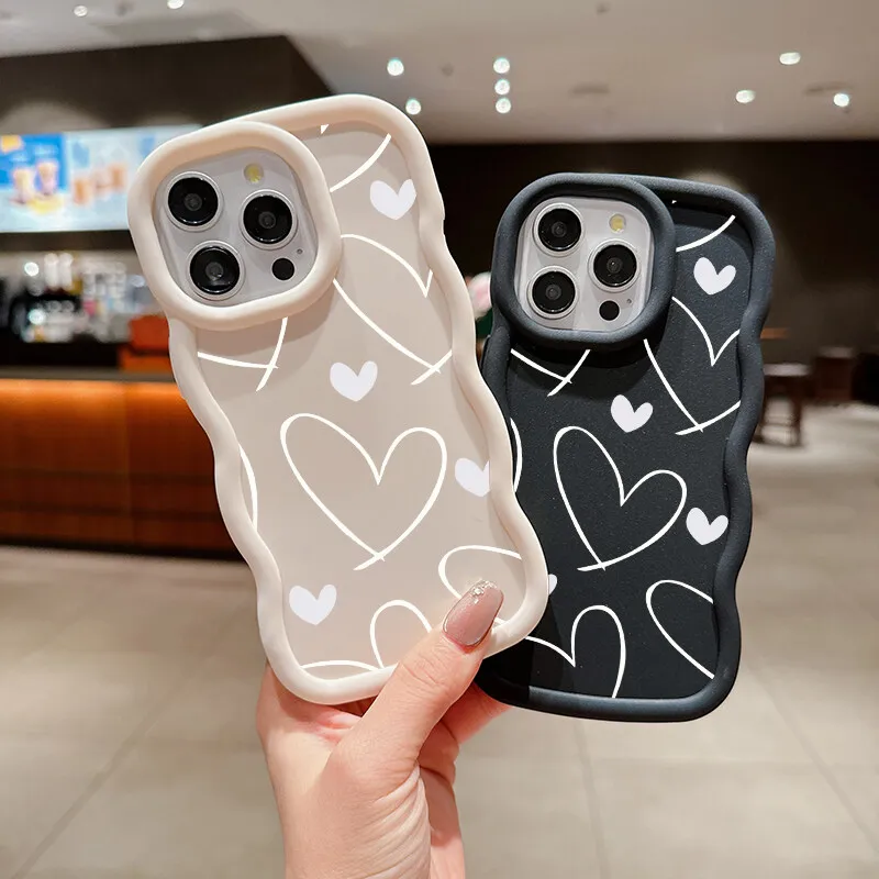 Funda de teléfono con diseño de corazón de amor de pantalla completa para Samsung Galaxy A55 A54 A14 A34 A35 A16 A15 A05 A05S A52 A53 A23 A24 A32 cubierta ondulada - imagen 4