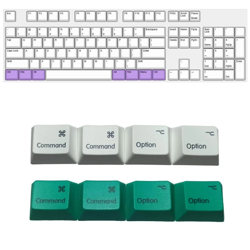 Pieza de repuesto para teclado 1.25U 1.25X para tapa de llave R1, altura, 4 piezas, opción común, reparación de teclas, subcama de tinte PBT para MAC - imagen 5