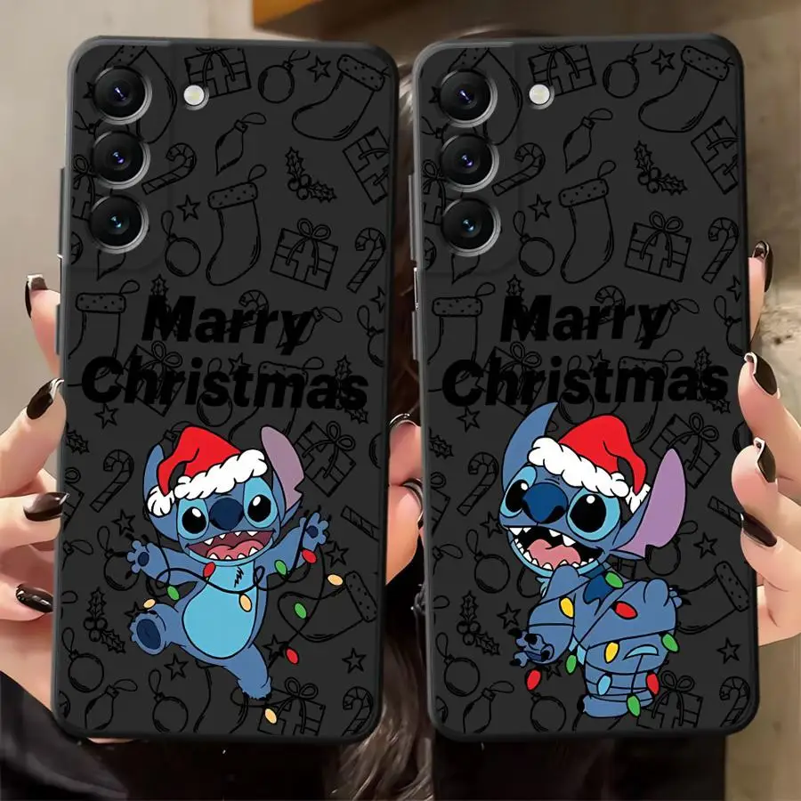 Funda para Samsung Galaxy A05 A30 A15 A04 A50 A70 A10 A12 A06 A20 A13 A40 A16 A17 funda negra suave para teléfono dibujos animados lindos de Navidad