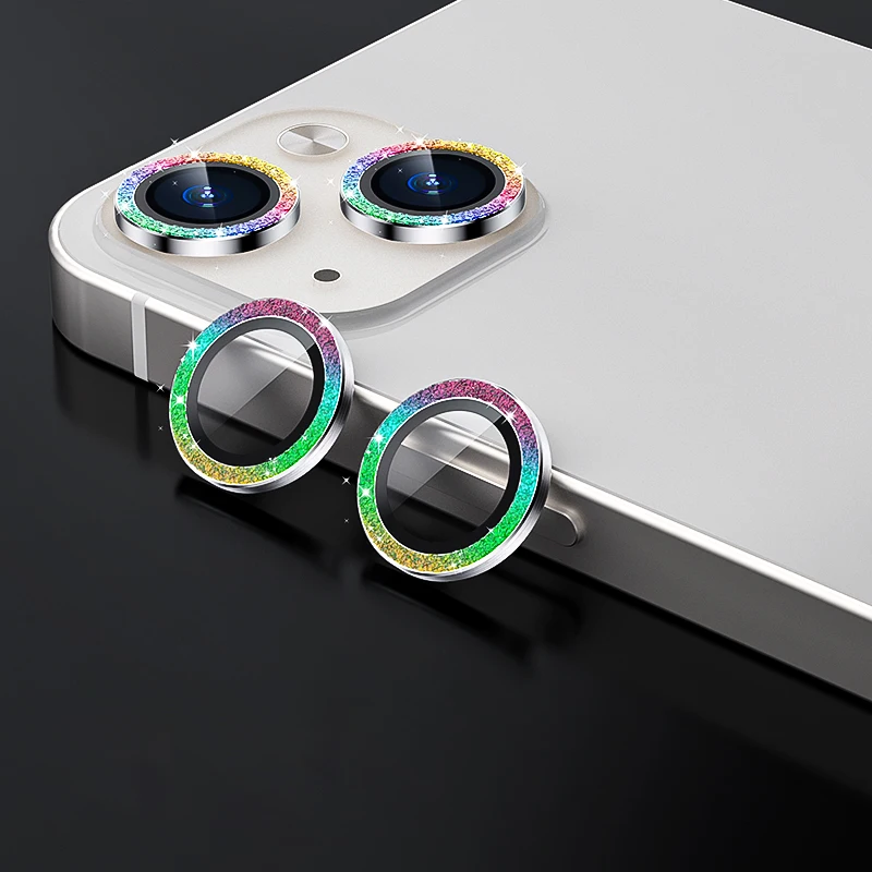 Protector de lente de cámara con brillo de diamante para iPhone 11, 12, 13 Pro Max, Mini anillo de Metal, Protector de cristal para iPhone 13 Pro Max - imagen 3