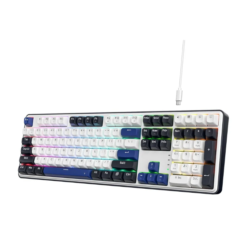 Redragon K689 Teclado para juegos RGB con junta cable, teclado mecánico de 108 teclas con teclas extra 4, enchufe intercambiable en caliente mejorado