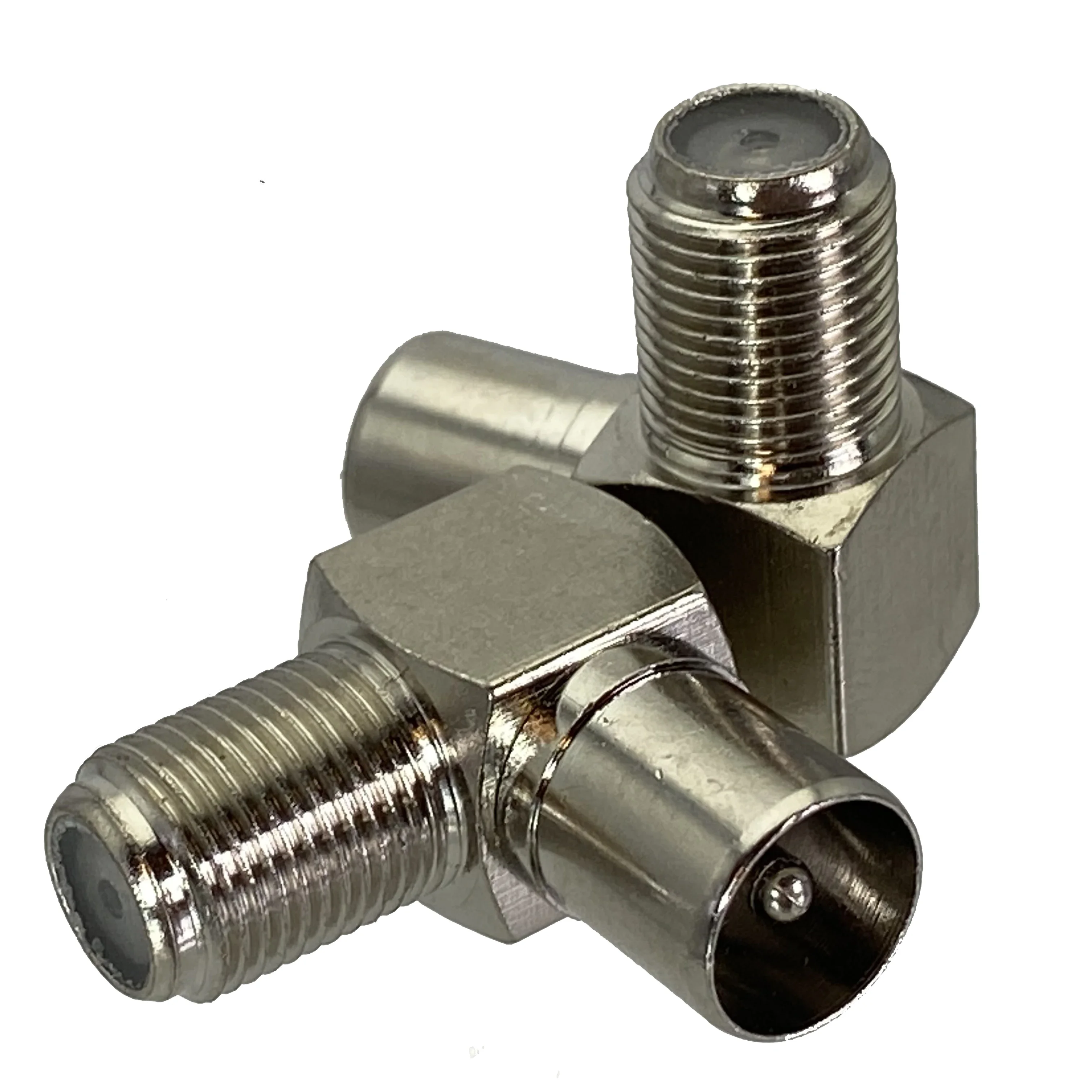 Adaptador de conector hembra de TV F a IEC PAL DVB-T, conector COAXIAL RF de ángulo recto, terminales de cable de 50ohm, 1 piezas