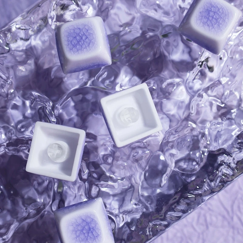 Teclas de cerámica personalizadas con grietas de hielo, 1U, transparente, punto de perfil QCA, bonito diseño Original artesanal de varios colores WASD - imagen 5