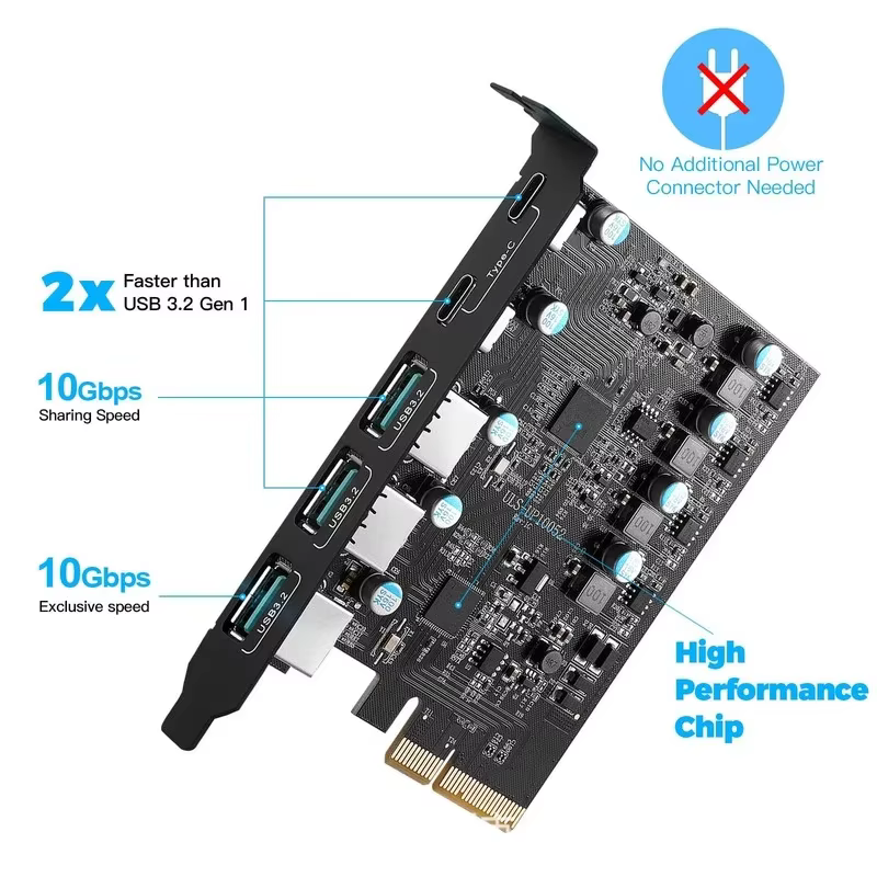 Tarjeta PCIe USB 3.2 Gen 2 – 20Gbps 5 Puertos (3x USB-A + 2x USB-C) - imagen 5